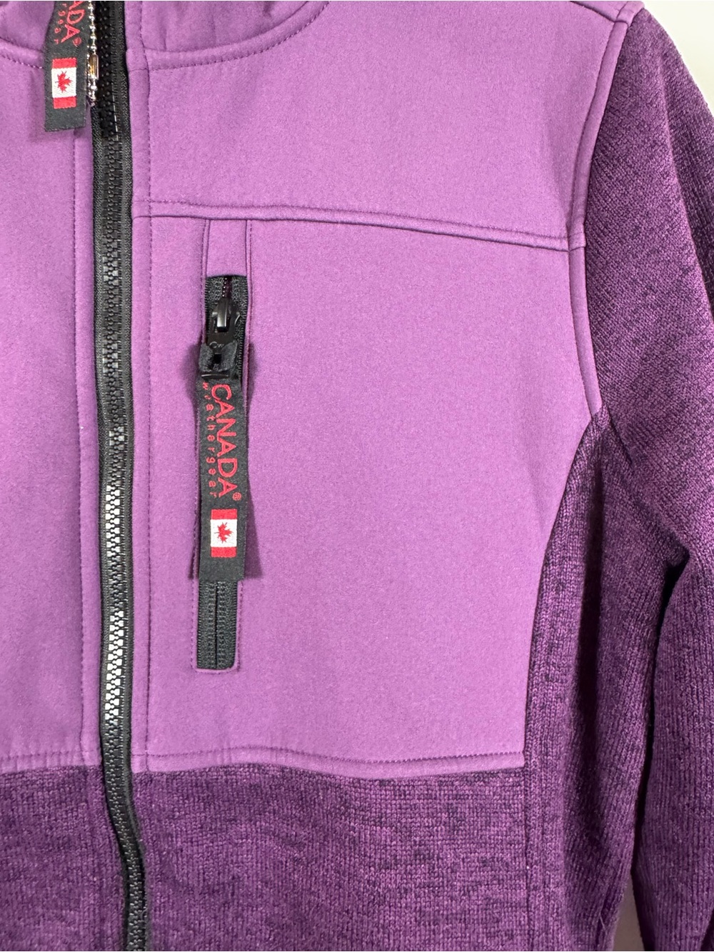 Canada Weather Gear M Purple Fleece Softshell Hooded Jacket Full Zip Gorpcore - Picture 3 of 12